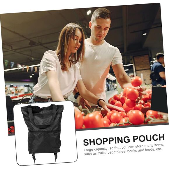 Black Metal Canvas Foldable Grocery Bag Outdoor (4389) - Picture 5 of 9